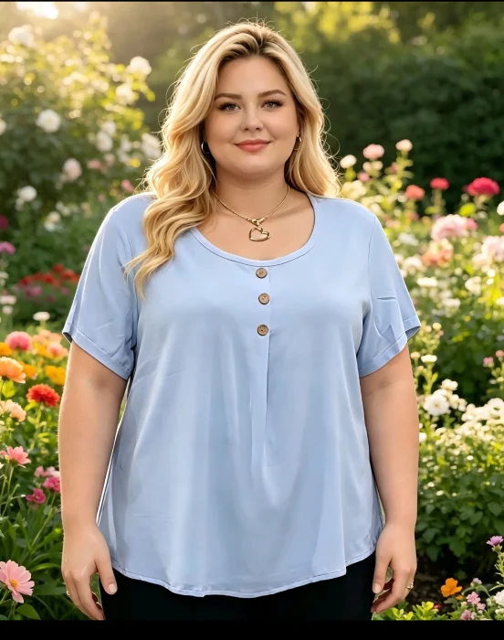 Blusa de Lino con Bpton