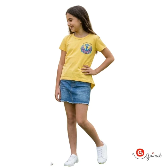 12191 Remera Nena Teen Mc Pavo Tropical Soul