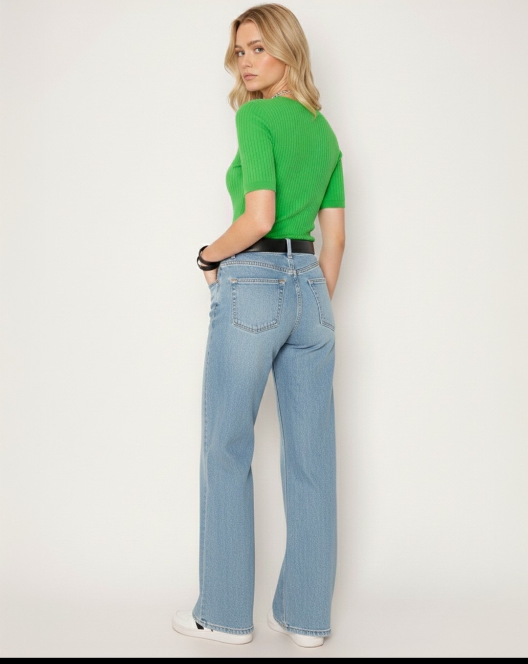 Art 26v106 Pantalon de Jeans Wide Leg  Celeste - Imagen 2