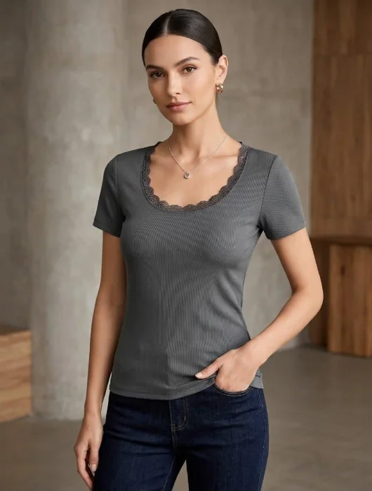 Remera Morley con Puntilla