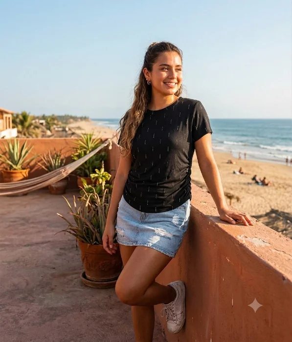 Remera Importada con Stras de Mujer
