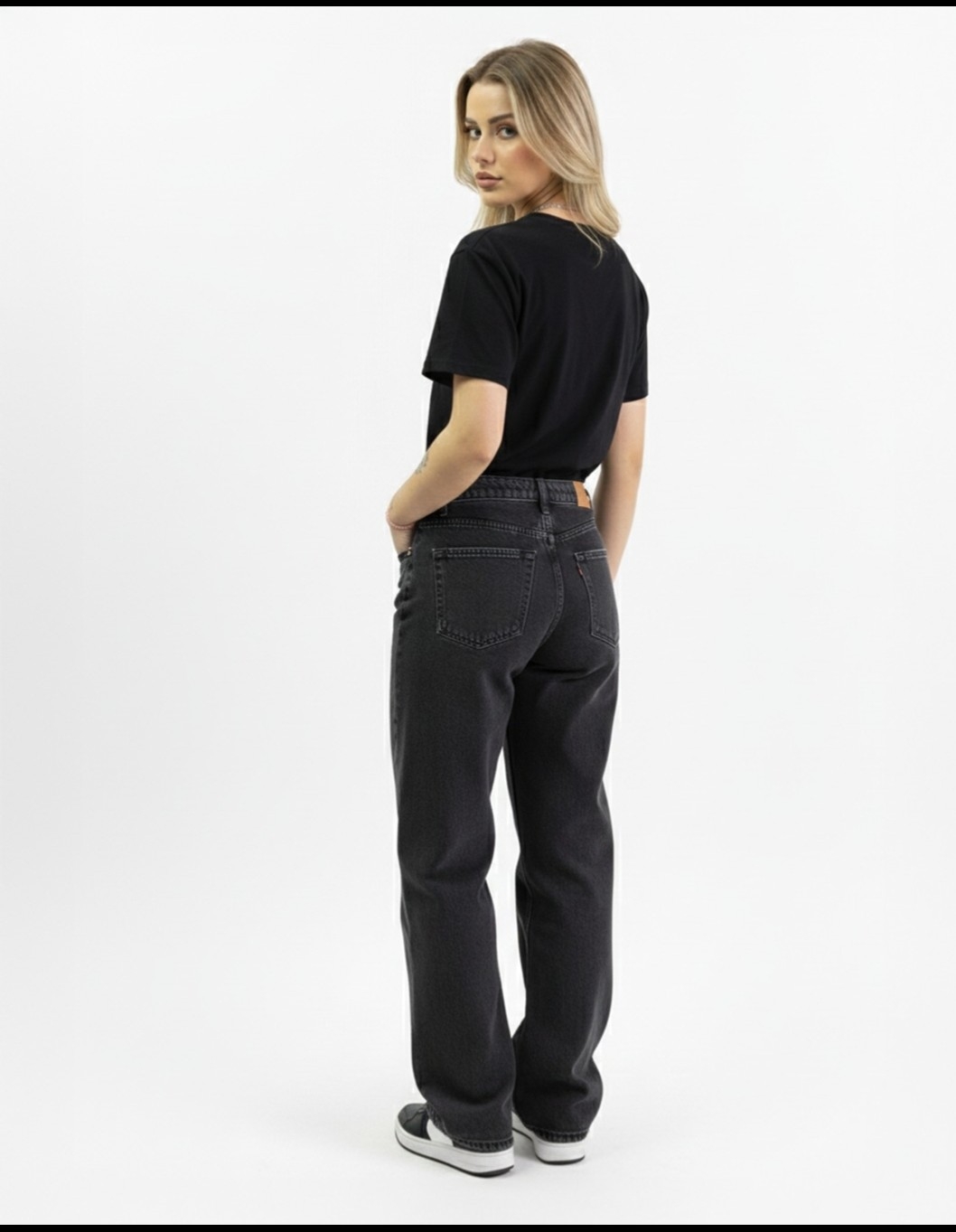Art 25i103 Pantalon de Jeans Wide Leg Gris Prelacado - Imagen 2