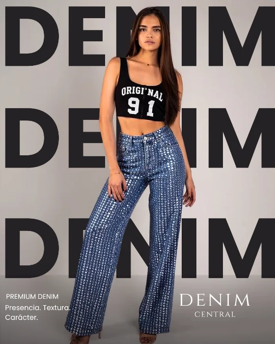 Jeans con  Lentejuelas Azul