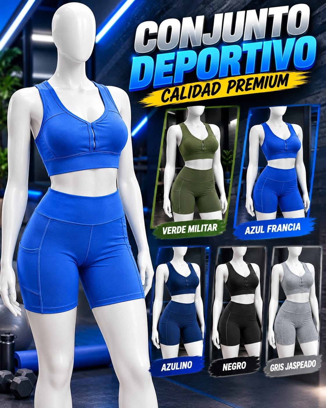 Conjuntos Deportivos Top +shorts con Bolsillo Bordados Calidad Alo  Yoga Premium - Imagen 4