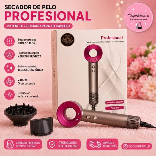 Secador Profesional Rápido 3 Velocidades 5 en 1