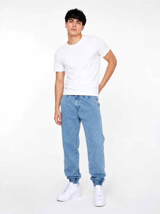 Jean Jogger Pasa Cinto Hombre Pantalon Denim Ancho Skinny C Puño Caballero Mayoristas