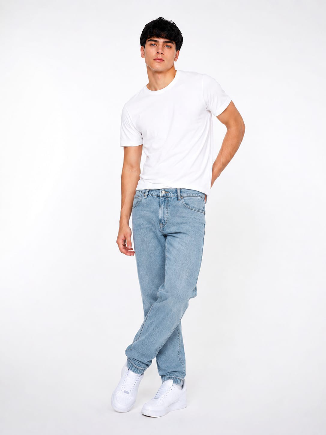 Jean Jogger Pasa Cinto Hombre Pantalon Denim Ancho Skinny C Puño Caballero Mayoristas - Imagen 2