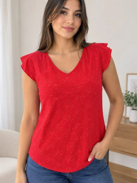 Blusas Cuello V de Broderi con Strass