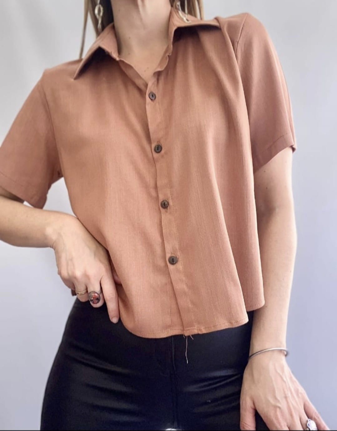 Camisa Lino Spandex Corta - Imagen 4