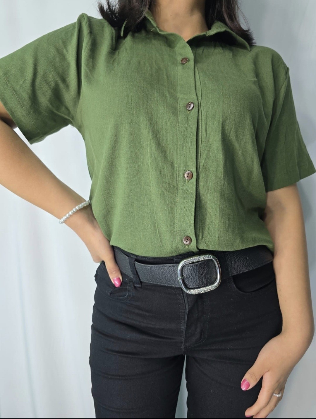 Camisa Lino Spandex Corta - Imagen 5
