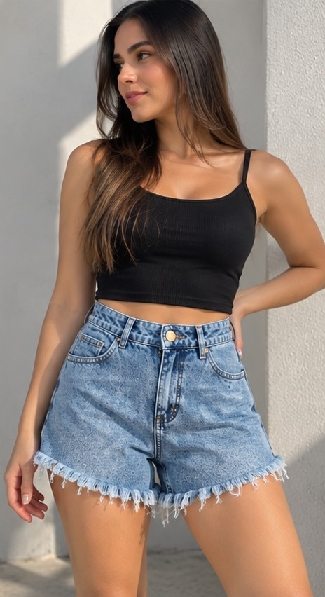 Short Jean Mom Brillos - Imagen 3