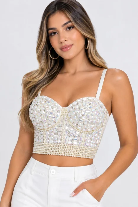 Corset Importado Piedra y Perlas