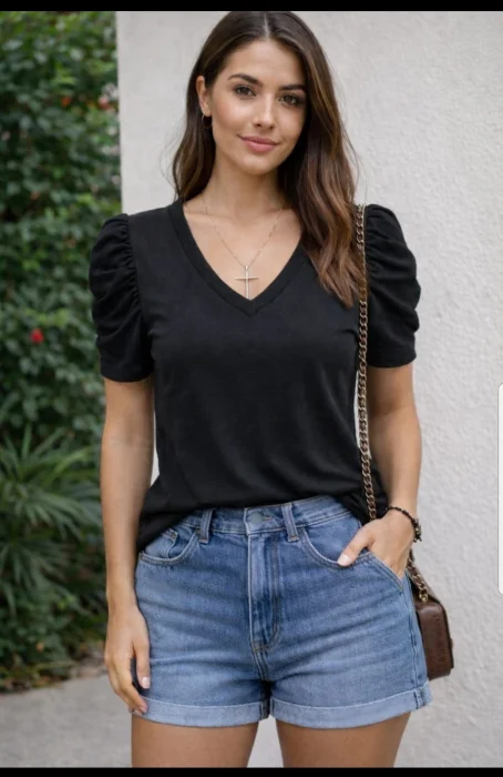 Remera Manga Princesa Escote V