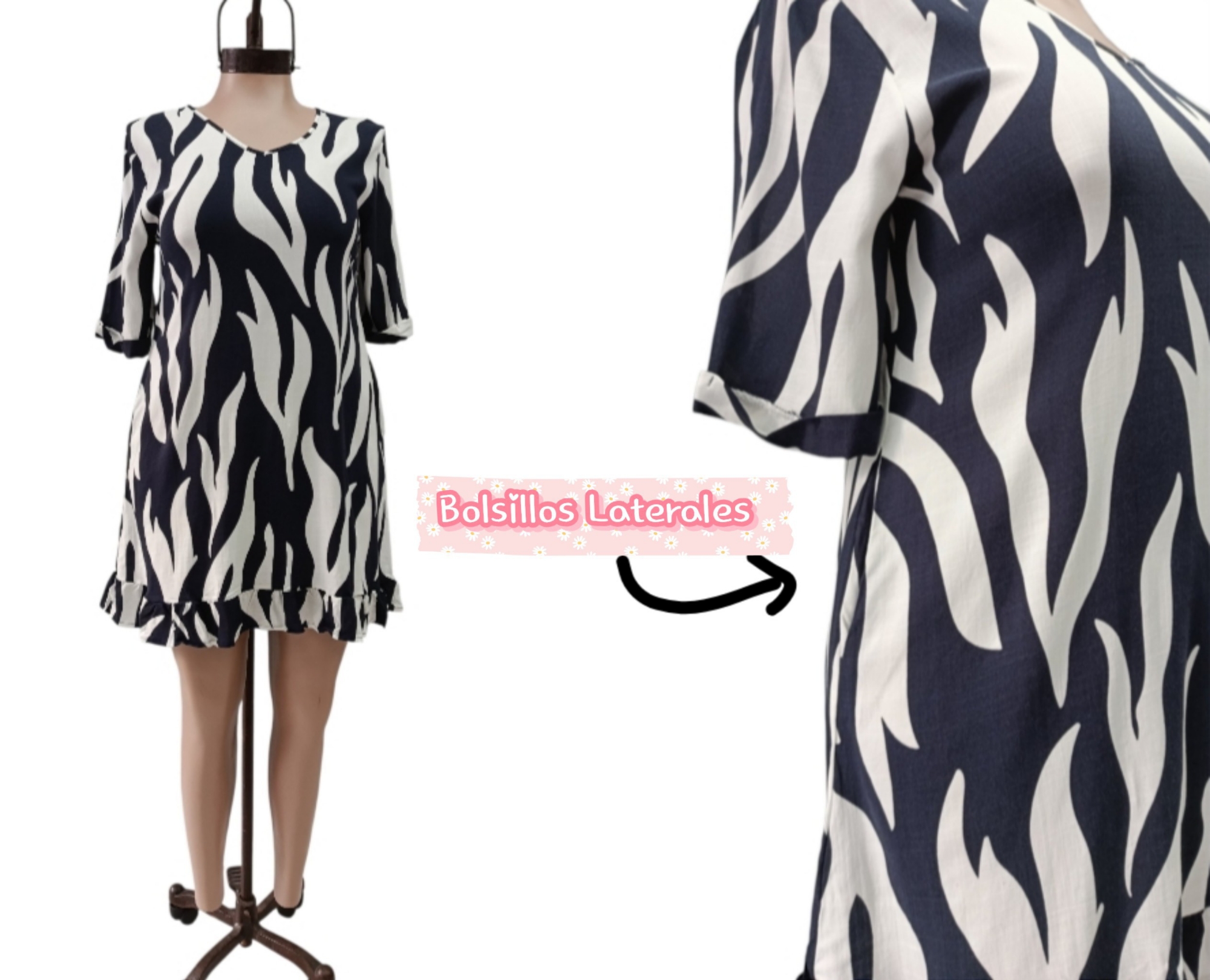Vestidos Talle Especial con Manga y Bolsillos - Imagen 2