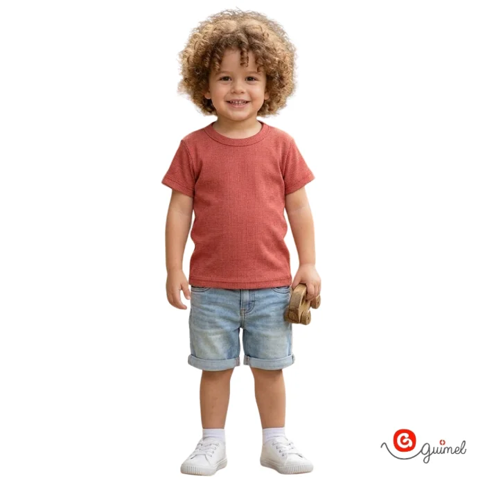11156 Remera Bb Mc Wafle Cuadritos Bicolor