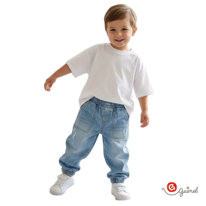 4257 Jogger Bb Unisex Ancho C Bolsillos Aplicados Clarito C Roturas