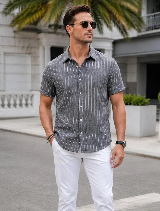 Camisa Lino Rayas