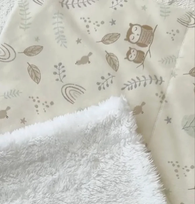 Manta Corderito para Bebé - Gabardina 100% Algodón - Cuna