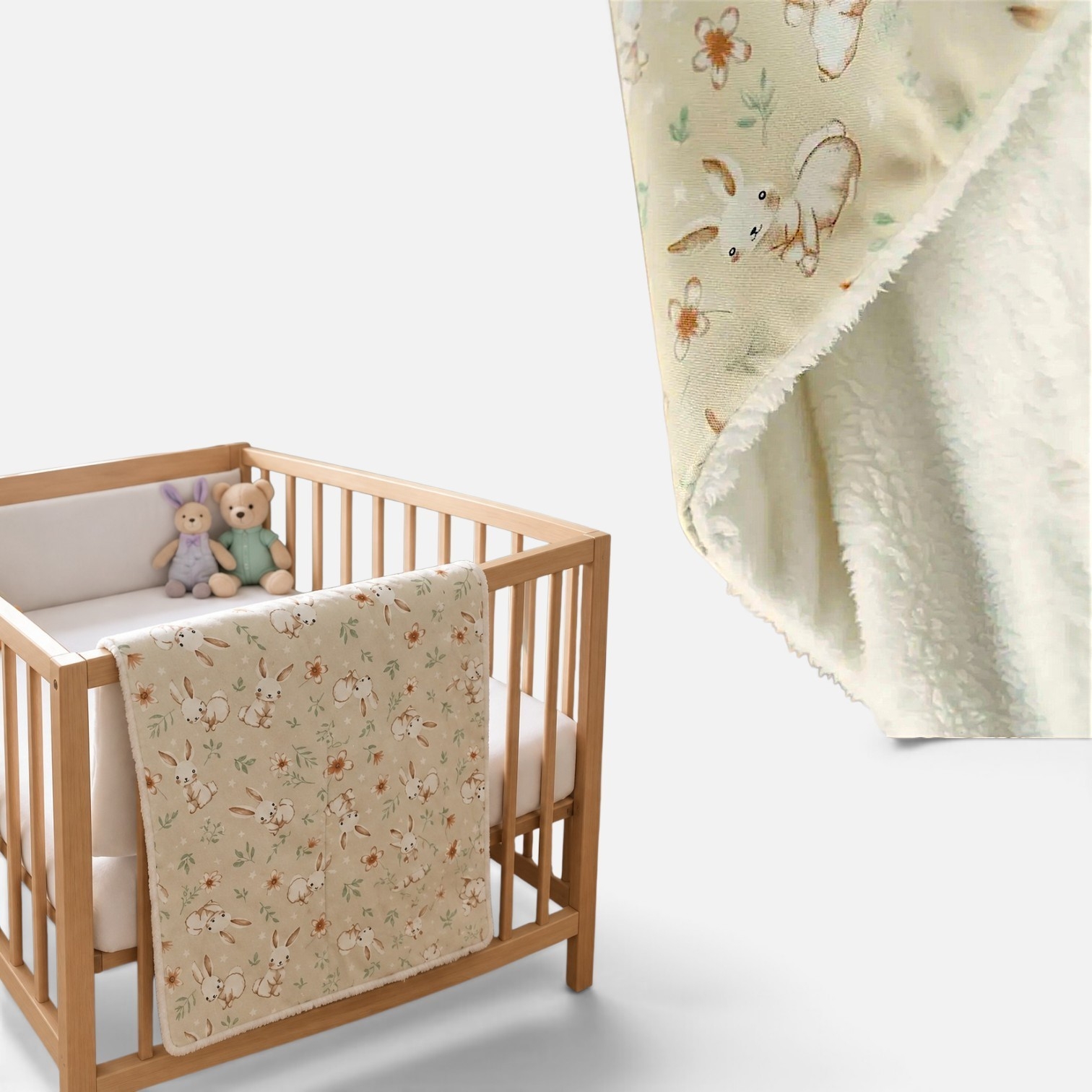 Manta Corderito para Bebé - Gabardina 100% Algodón - Cuna - Imagen 2