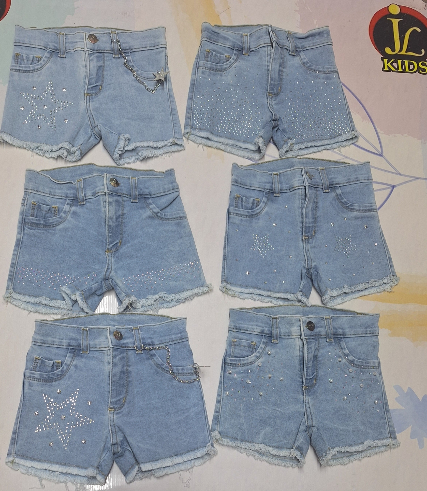 Short Jeans Elastizado Niña con Aplique de Brillo - Imagen 2