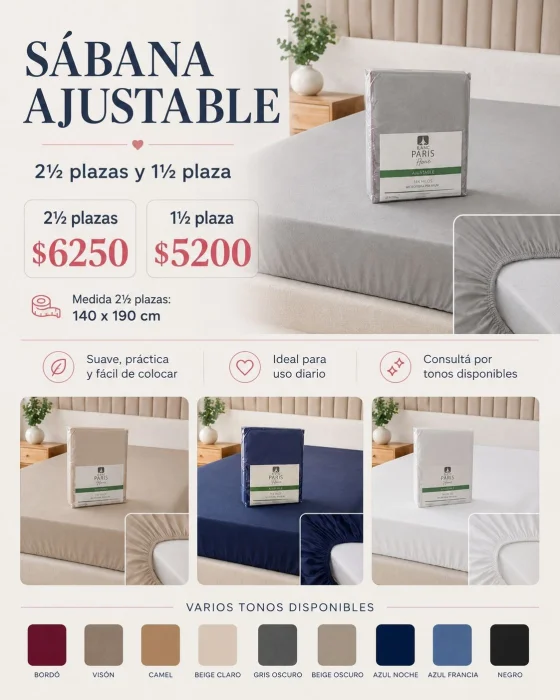 Sabana Ajustable de 1 1/2 y de 2 1/2