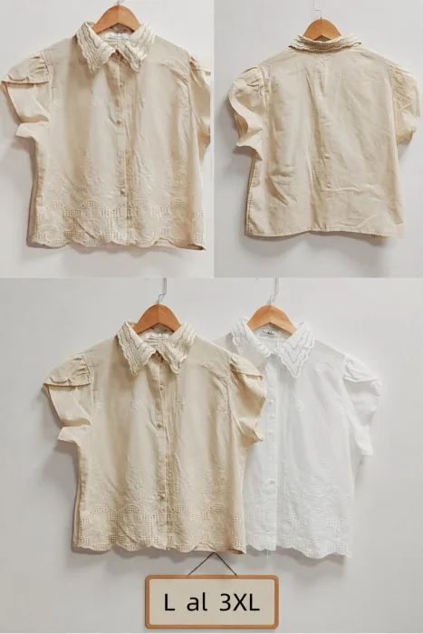 Camisa Brodery Manga Corta