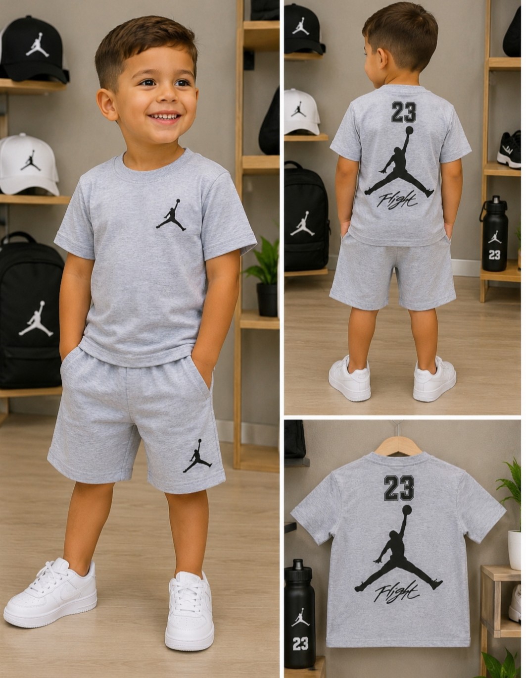 Conjunto Jordan Remera Algodón Peinado Premium Shorts Doble Estampado - Imagen 2