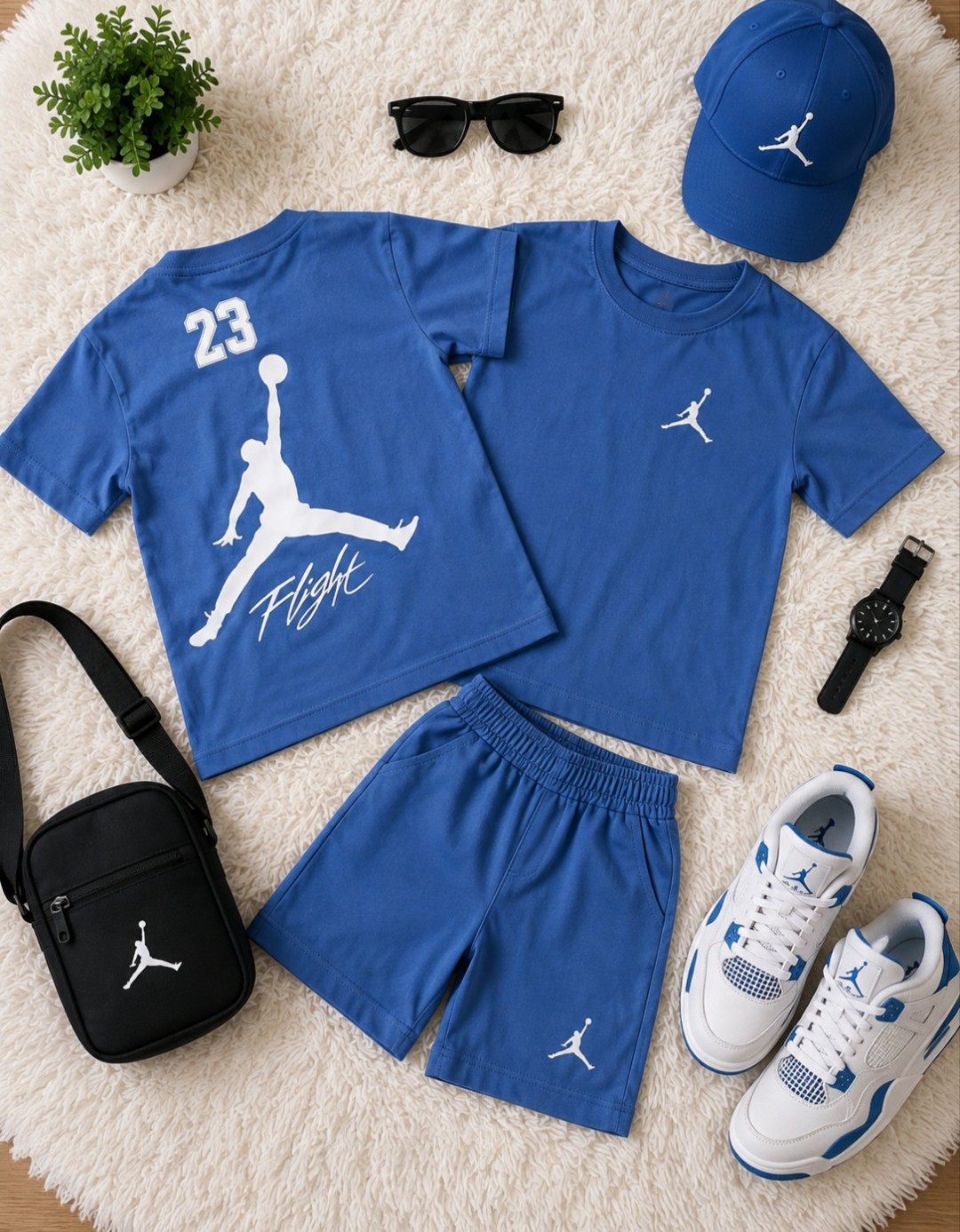 Conjunto Jordan Remera Algodón Peinado Premium Shorts Doble Estampado - Imagen 3