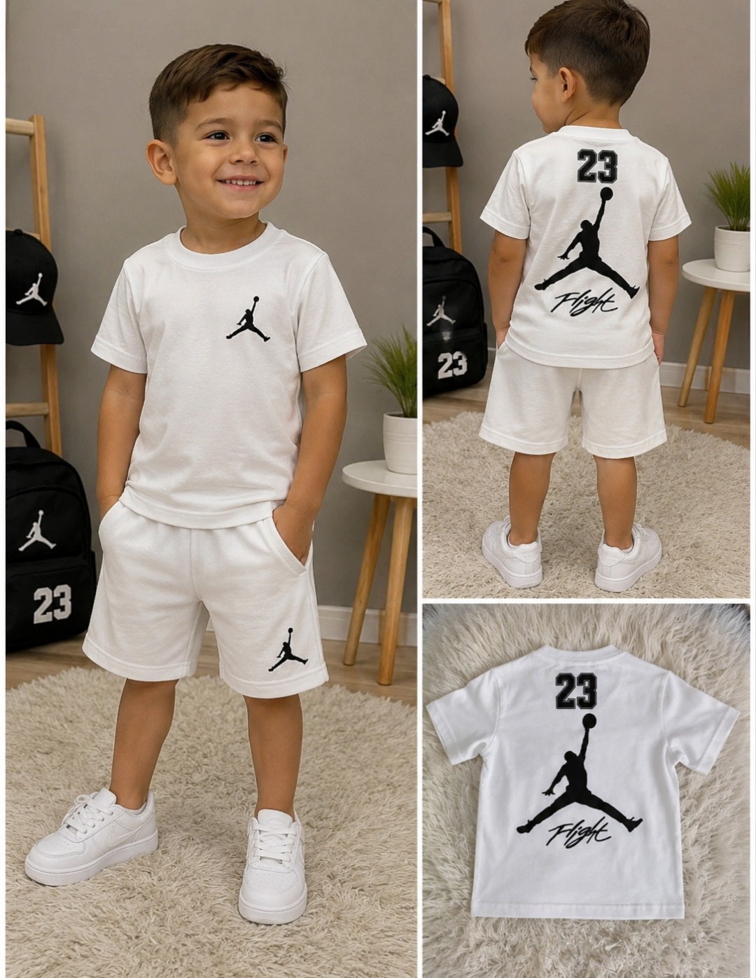 Conjunto Jordan Remera Algodón Peinado Premium Shorts Doble Estampado - Imagen 4