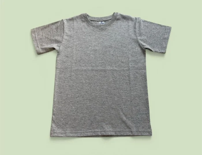 Remera Manga Corta Lisa en Gris Melange