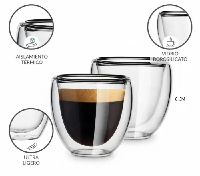 Vaso Doble Vidrio150ml