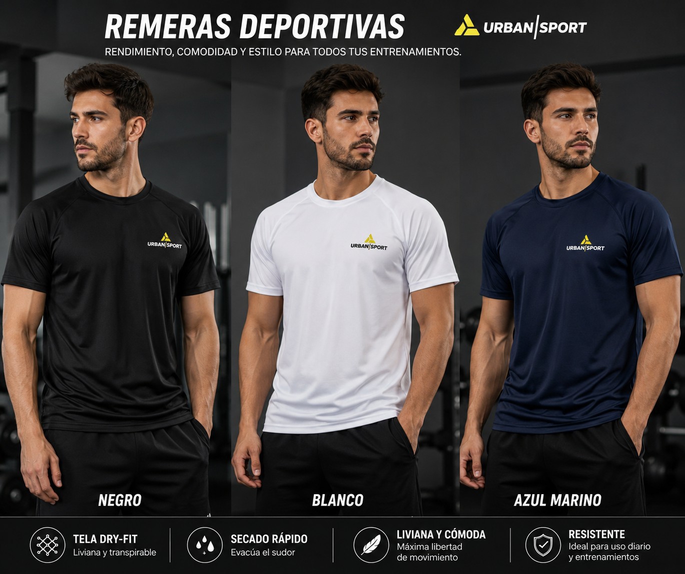 Remeras Deportivas de Hombre Urban Sport - Imagen 2