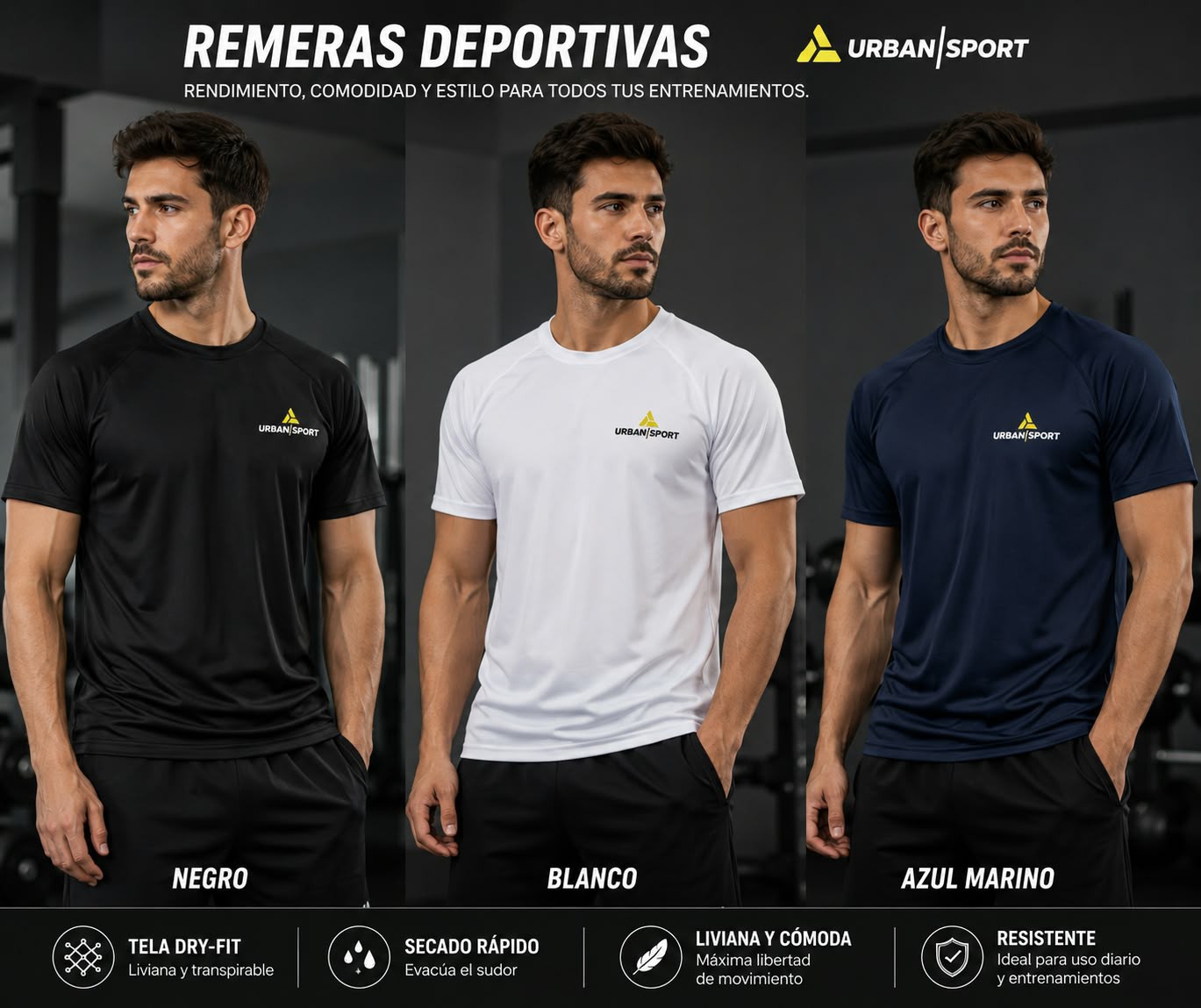 Remeras Deportivas de Hombre Urban Sport - Imagen 2