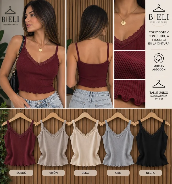 Top con Puntilla (morley Algodón)