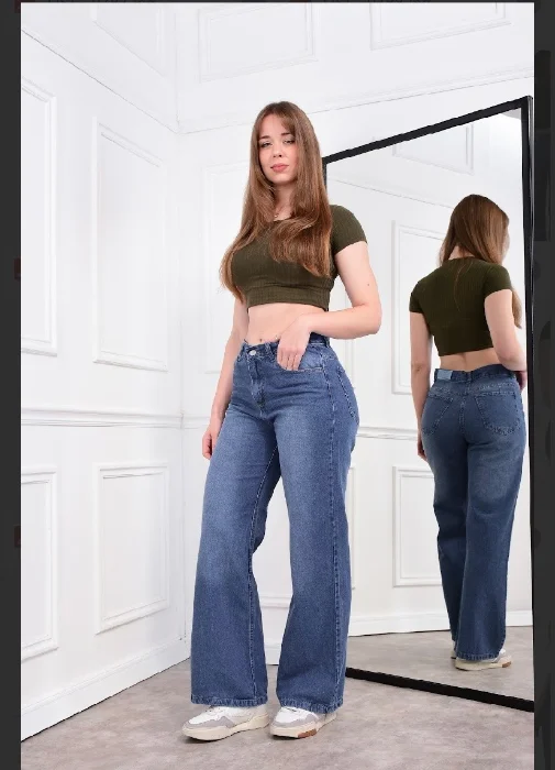 Wide Leg Azul Rigido