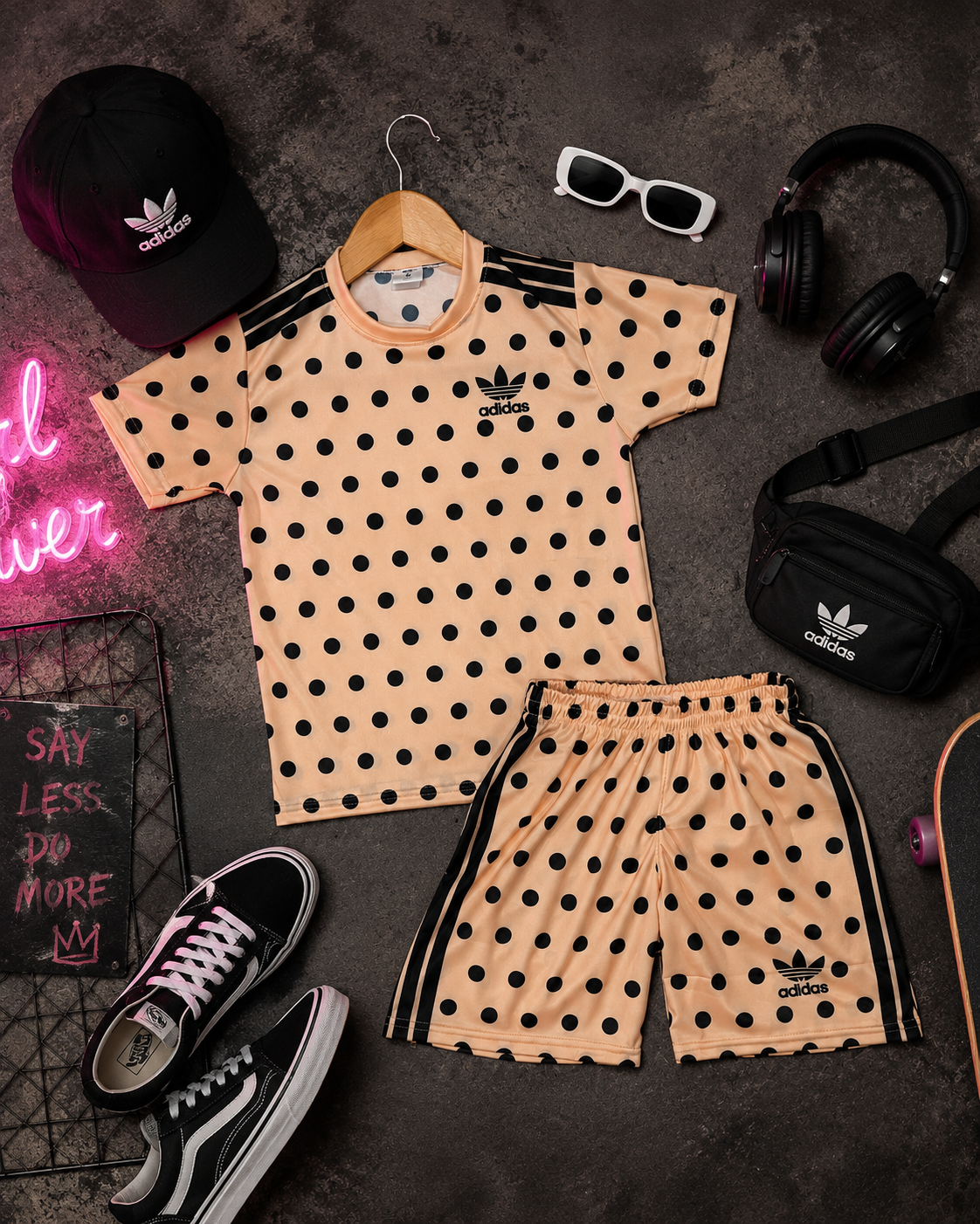  Conjunto Lunares Tendencia    Short + Remera  Diseño Adidas  Tela Set - E9EF943E-8D6D-473C-A24F-352954EBA0CA.png