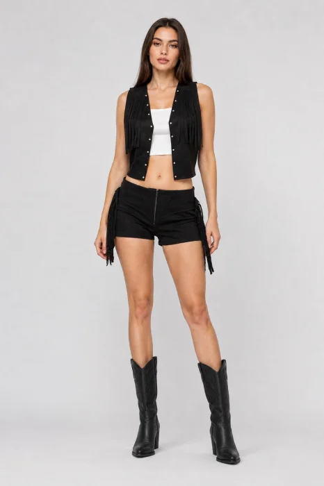 Short Gamuza con Flecos (s381)