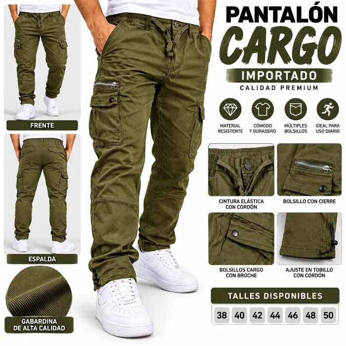 Pantalon Cargo Recto con Regulador Importado