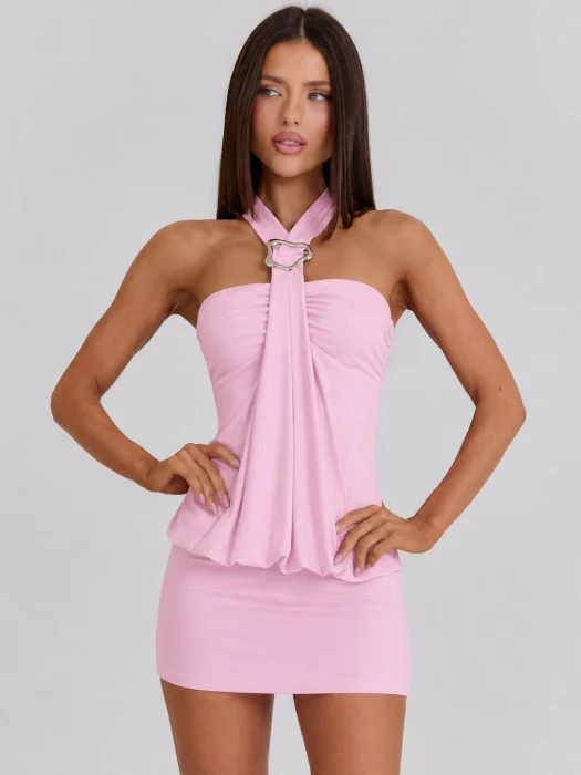 Vestido Corto Microfibra Marilyn con Hebilla (v5227)
