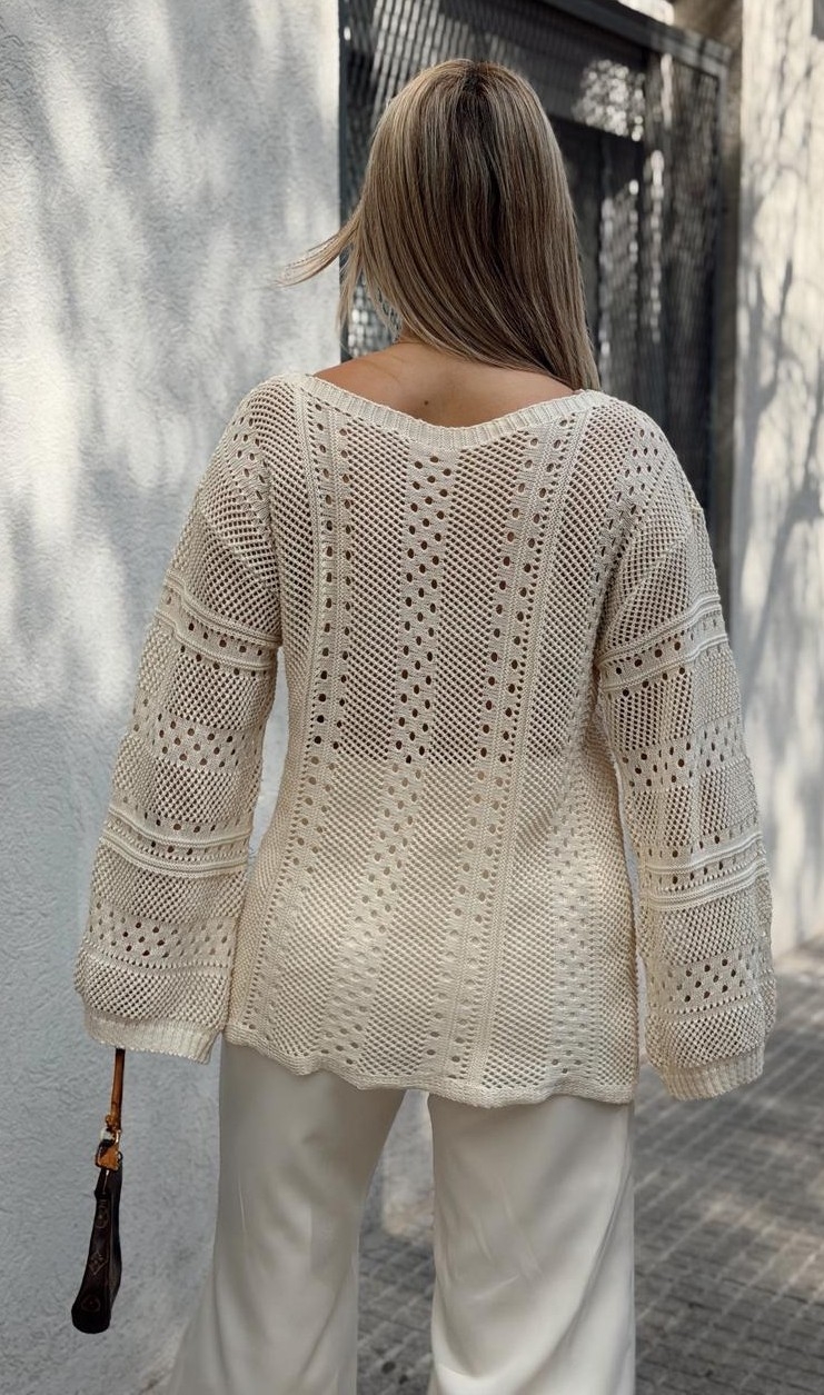 Suéter Cuello Bote Hilo Algodón - Imagen 3