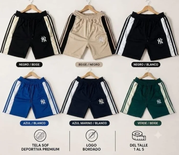 Shorts Nueva York Bordado Bolsillo con Sierre Tela Sof Buena Calidad