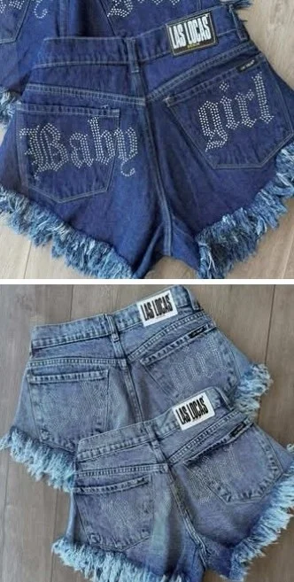 Shorts "baby Girls" con Strass las Locas