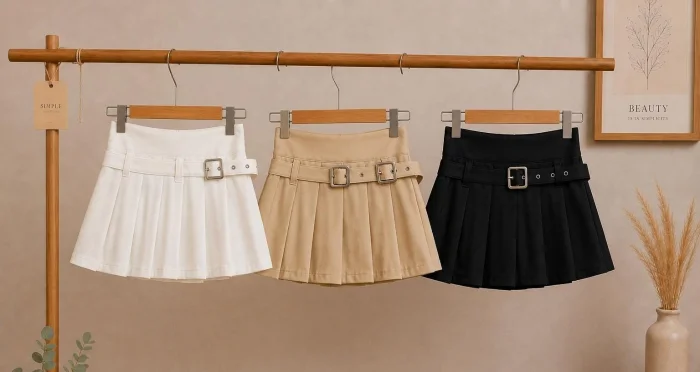 Shorts Pollera Tabla Hebilla  Sastrera