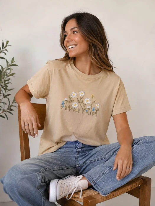Remeras Bordadas Girasol