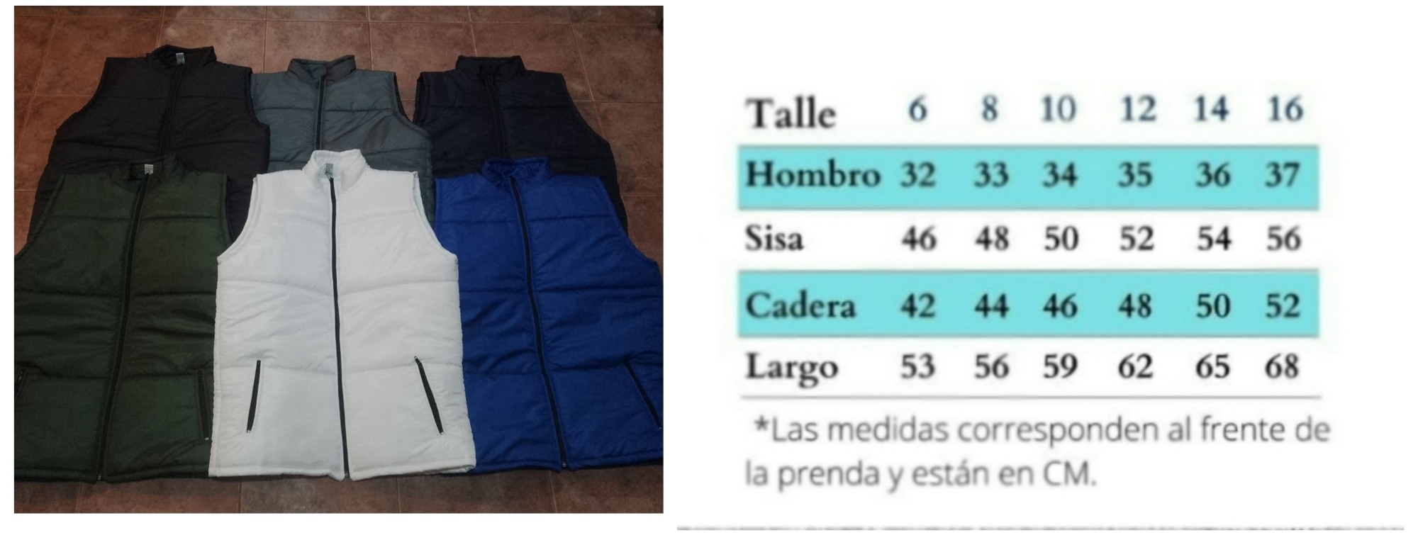 Chalecos de Wata y Tela Sire Impermeable - Imagen 2