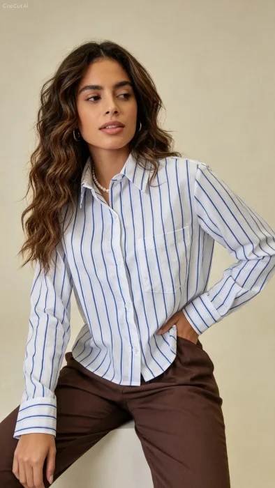 Camisa Boxy Rayada Elastizada