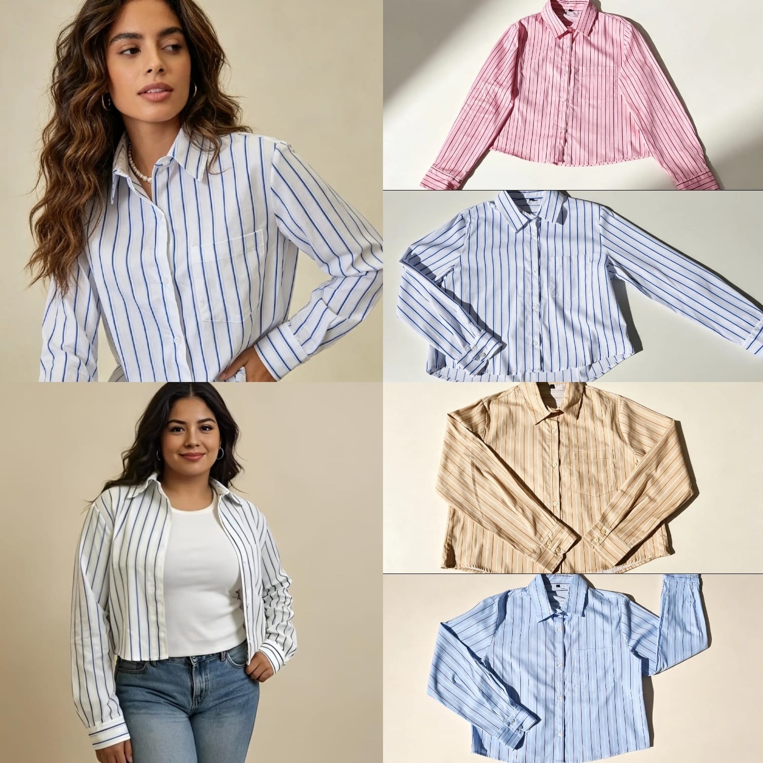 Camisa Boxy Rayada Elastizada - Imagen 3