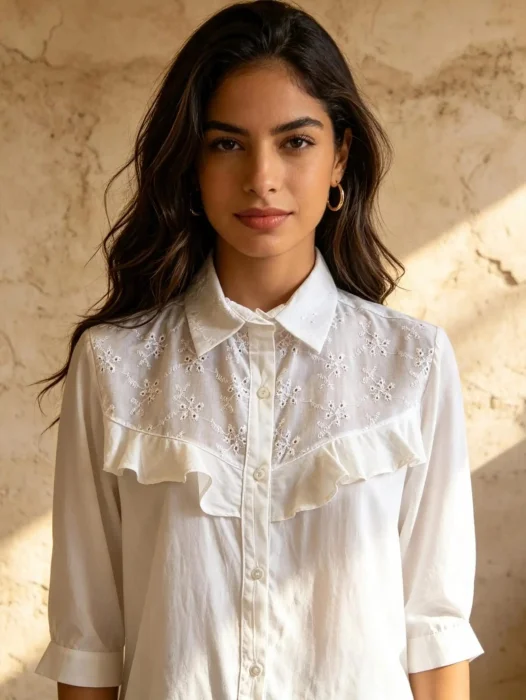 Camisa con Volado Broderie