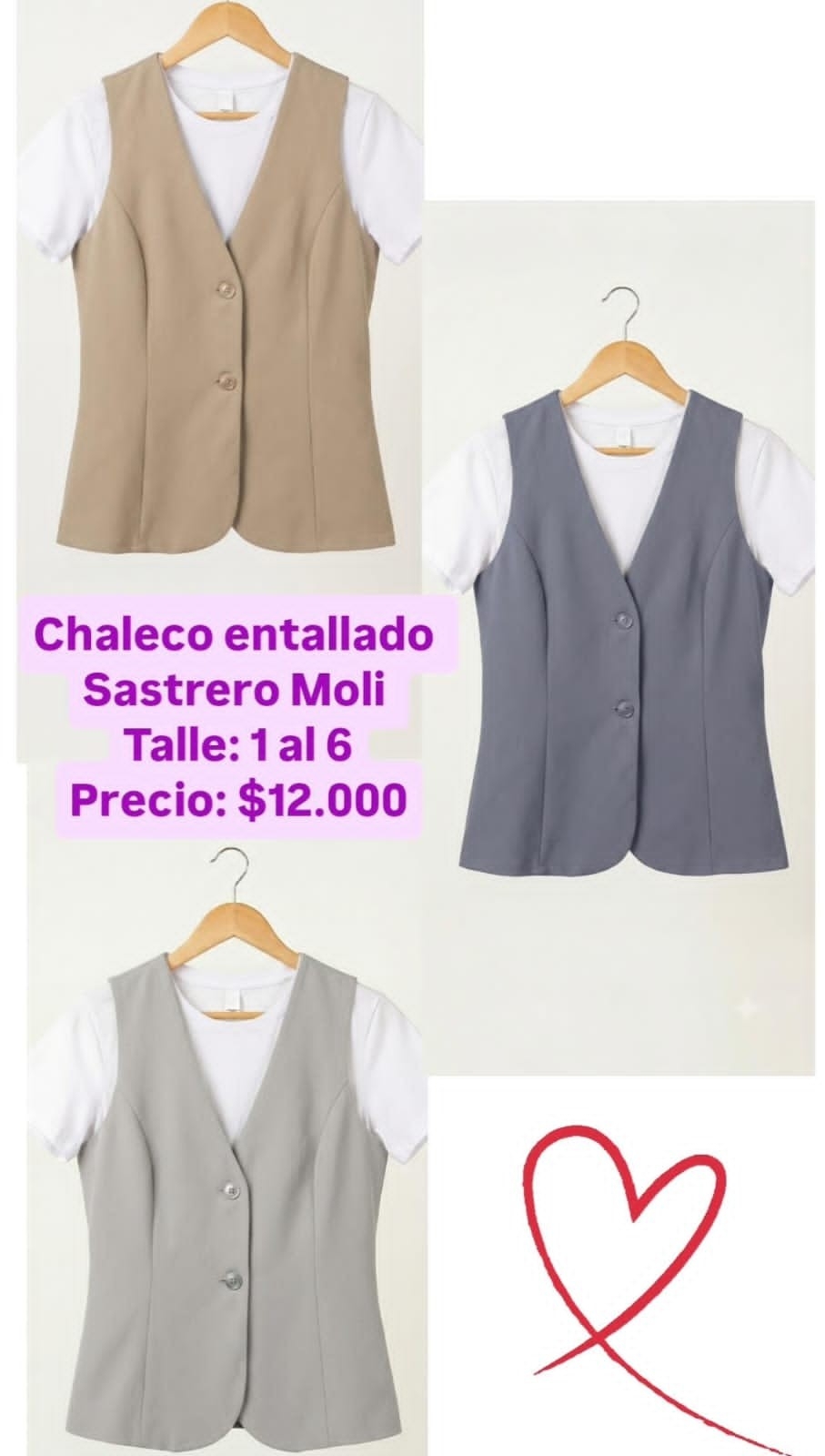 Chaleco  Sastrero Talles  1   al   6 - Imagen 4