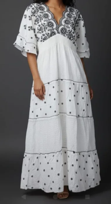 Vestido Importado Bordado en Broderie